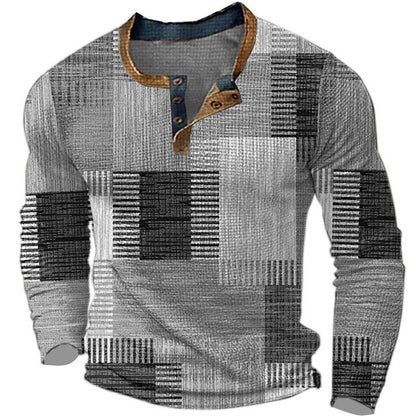 🌴【S-4XL】👔 Nová kolekce pánských košil s potiskem, dlouhé rukávy, uvolněný styl Henry, dostupné ve více barvách