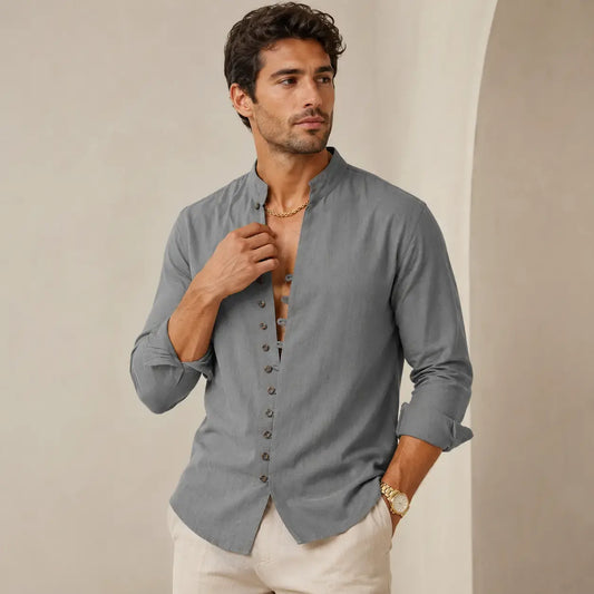 👔 50% de descuento🔥【40-100 kg】Camisa de hombre de algodón y lino, tallas grandes ✅️Pago contra entrega