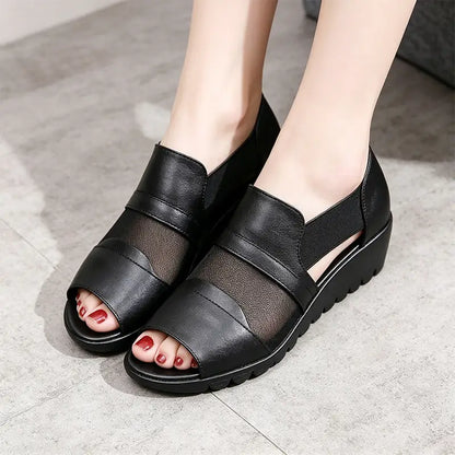 🚶‍♀️👟Elegantní sandály pro maminku: měkká kůže, lehká platforma a velikosti 35–41.