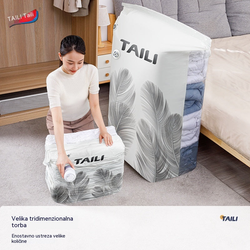 🧳【56*80 cm】【5-delni komplet】💨 Velika, stisljiva vakuumska vrečka za shranjevanje: črpalka ni potrebna, neprepustna in idealna za prihranek prostora v kovčkih in doma ✈️
