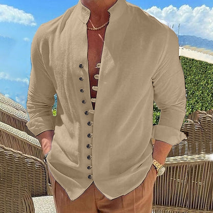 👔 50% de descuento🔥【40-100 kg】Camisa de hombre de algodón y lino, tallas grandes ✅️Pago contra entrega