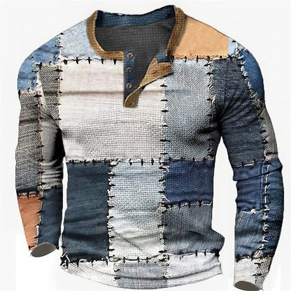 🌴【S-4XL】👔 Nová kolekce pánských košil s potiskem, dlouhé rukávy, uvolněný styl Henry, dostupné ve více barvách