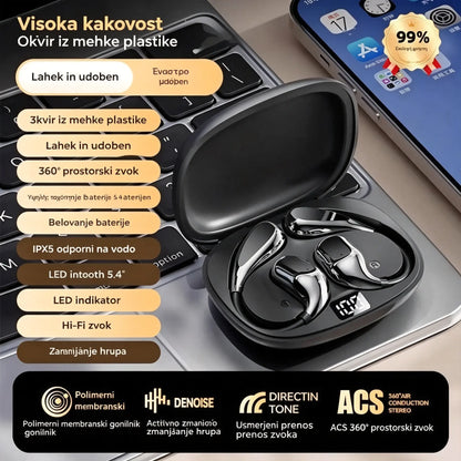 🔋Brezžične Bluetooth slušalke brez vgrajenega ušesa, z ušesno kljukico in kostno prevodnostjo🎙️🎧