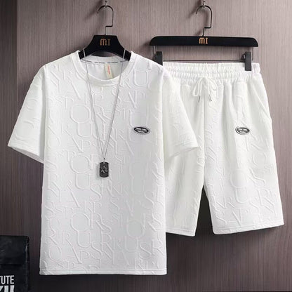 [M-5XL] Conjunto casual de dos piezas para hombre para verano: camiseta de manga corta + pantalones cortos