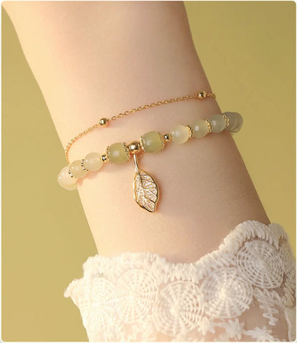 ✨【Último día, 60% de descuento】Nueva pulsera de jade hetiano de oro de 14 quilates