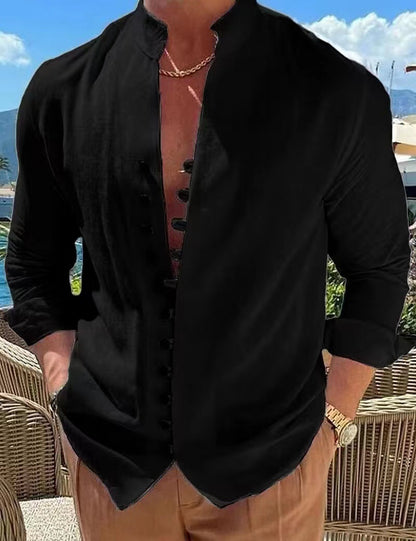 👔 50% de descuento🔥【40-100 kg】Camisa de hombre de algodón y lino, tallas grandes ✅️Pago contra entrega