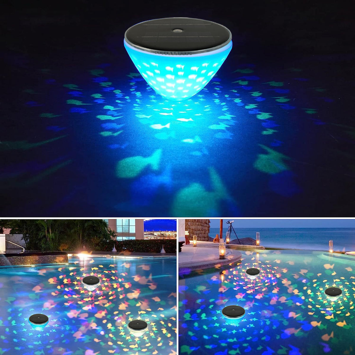 ☀️🐠 Lámpara solar flotante para piscina con proyección de peces💡💦4296303