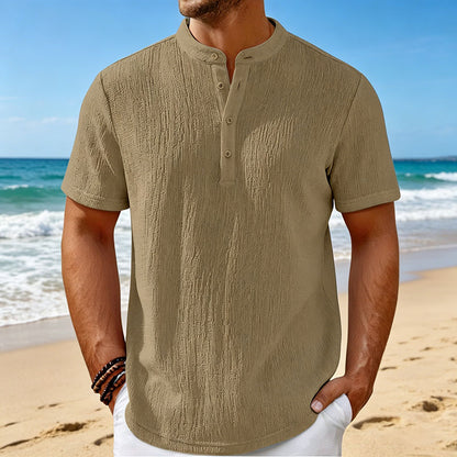 🏖️👔【Sleva 50 %】【S-4XL】Pánská henley košile s výraznou texturou – pohodlná a stylová pro každodenní nošení.