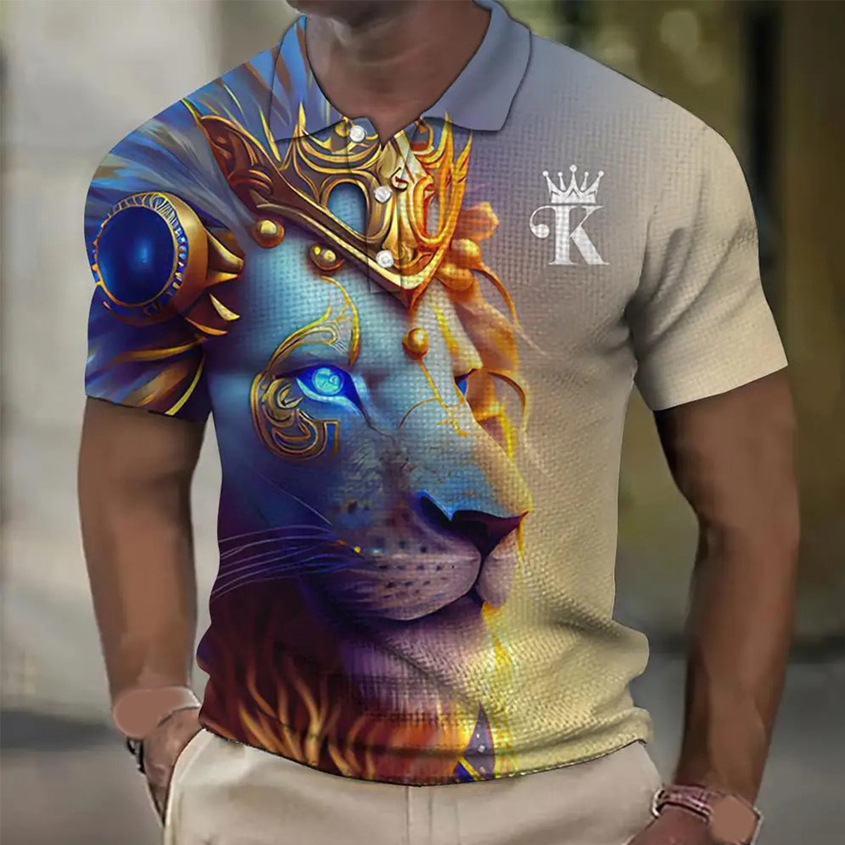 【S-6XL】Moška polo majica s 3D potiskom leva
