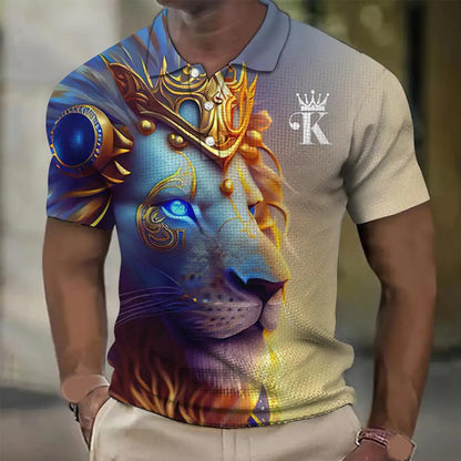 【S-6XL】Moška polo majica s 3D potiskom leva