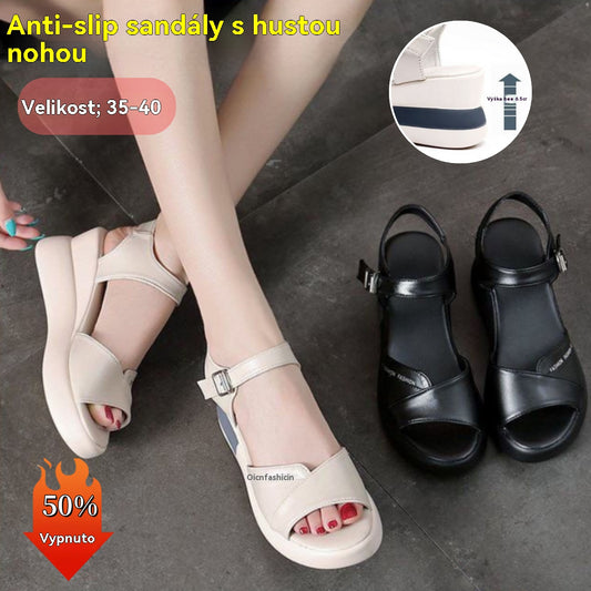 💞Nový styl sandálu na klínovém podpatku, tlustá podrážka, rybí ústa, otevřená špička