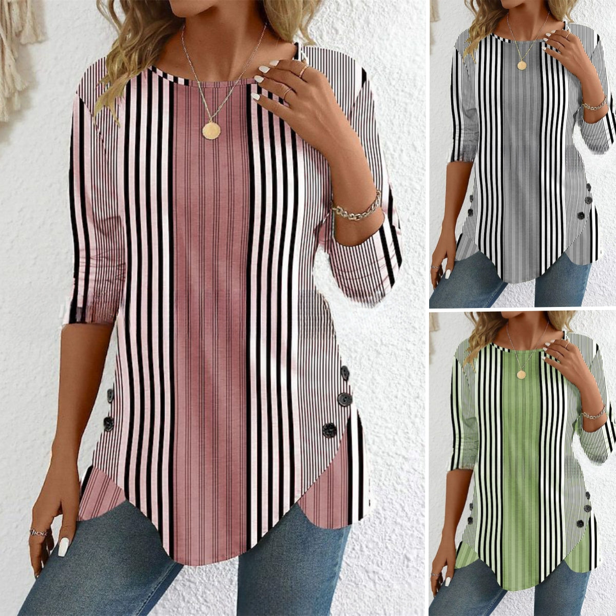 💕👚Speciální nabídka na letní novinky【S-3XL】Letní nová dámská pruhovaná volnočasová halenka, prodyšná a pohodlná, ideální volba na léto.