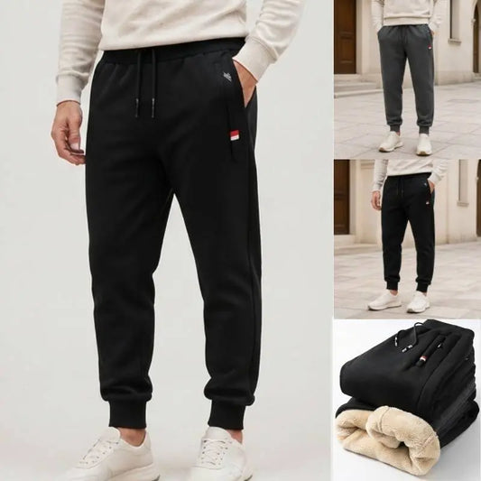 👖🔥【M-5XL】Zimske hlače iz jagnjetine volne za moške, elastične pasove casual hlače z debelo volno in ekstra veliko velikostjo✅【40-100kg】