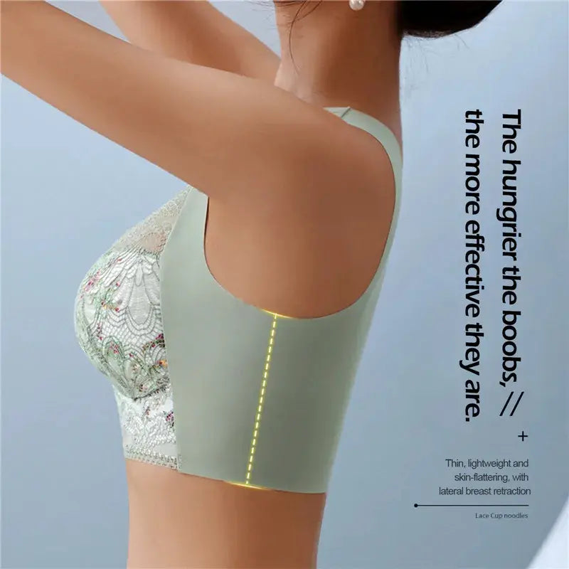 🔥【3 kosi】💕🎁【40kg-100kg】Zračen nastavljiv brezšivni modrček iz ledene svile za velike velikosti