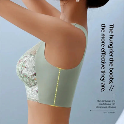 🔥【3 kosi】💕🎁【40kg-100kg】Zračen nastavljiv brezšivni modrček iz ledene svile za velike velikosti