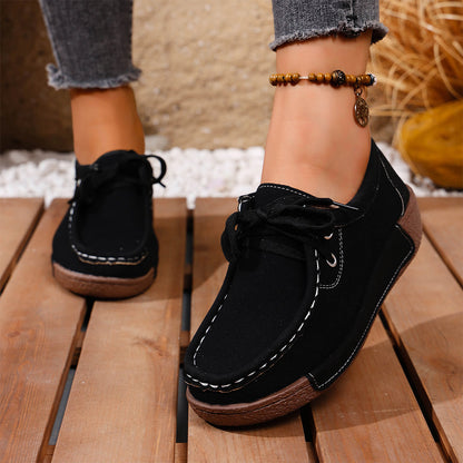 🔥【DESCUENTO DEL 45 %】Nuevas zapatillas de cuero con cordones para el tiempo libre del año 2026.