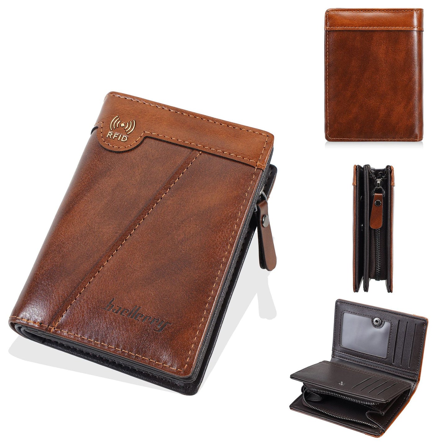 😎【50% sleva✨】Nová luxusní pánská peněženka na zip v retro stylu s RFID ochranou proti krádeži.