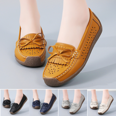 🌼【35-44】Zapatos de cuero de verano para mujer, zapatos con punta abierta y borlas transpirables