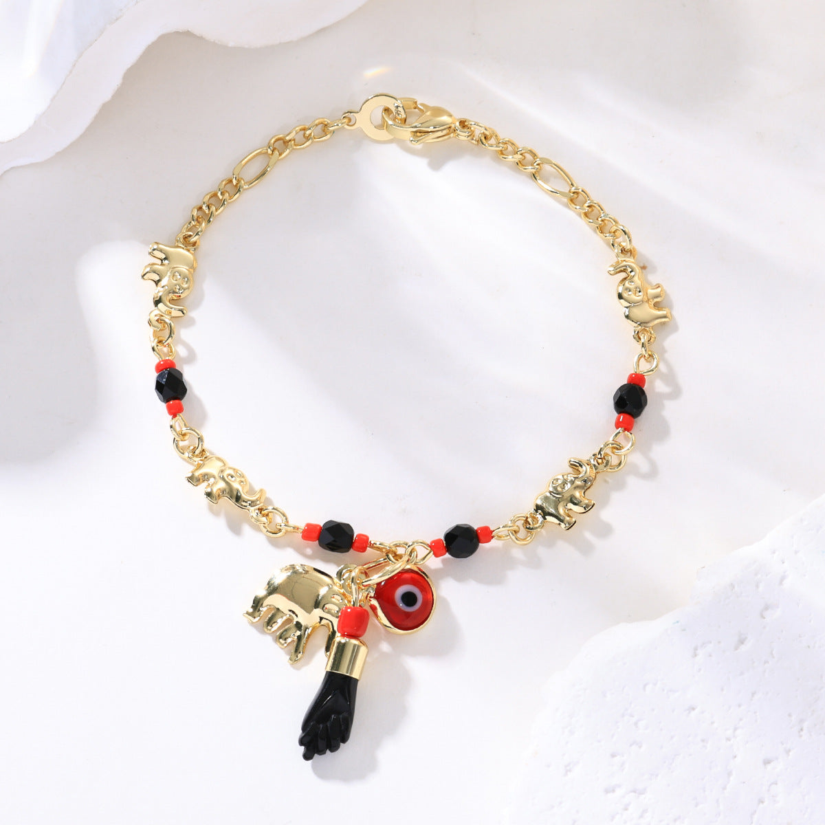 📿ČASOVĚ OMEZENÁ NABÍDKA: SLEVA 50 %! 🌀 Boho náramek s přívěsky a šťastným slonem: symbolické přívěsky, nastavitelný střih, pozlacený a 6 stylů ✨