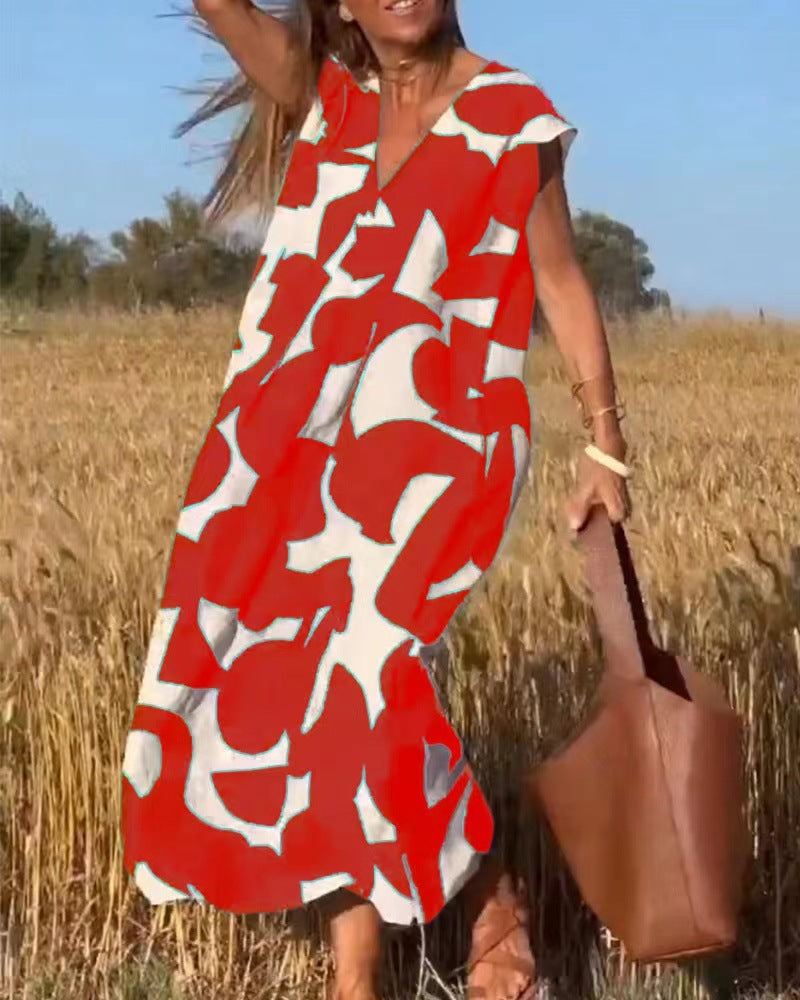 👗🔥【S-3XL】 Geometrické barevné bloky Ležérní dámské šaty