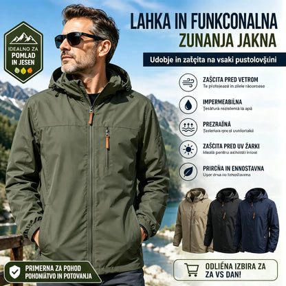 💥【M–5XL】Moška vetrovna in vodoodporna jakna s kapuco