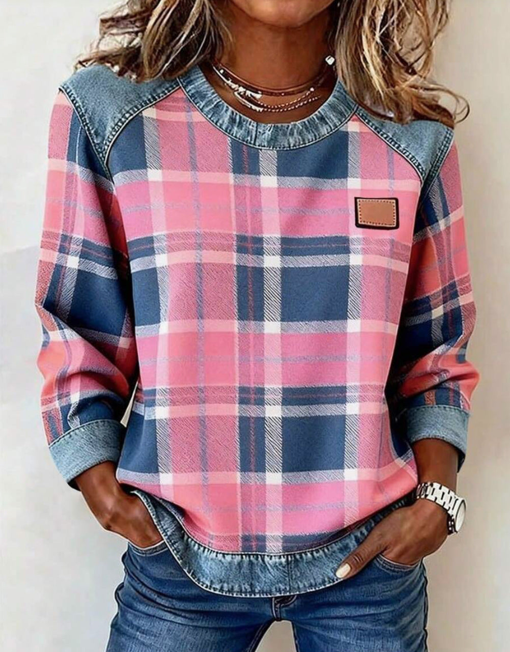 🎀🎀🎁【50% zniżki】Nowa bluza z nadrukiem i okrągłym dekoltem 4219385