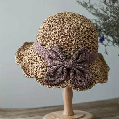 🎀🎀 50% DE DESCUENTO 👒 | Sombrero de paja con lazo retro – Plegable y transpirable para el verano