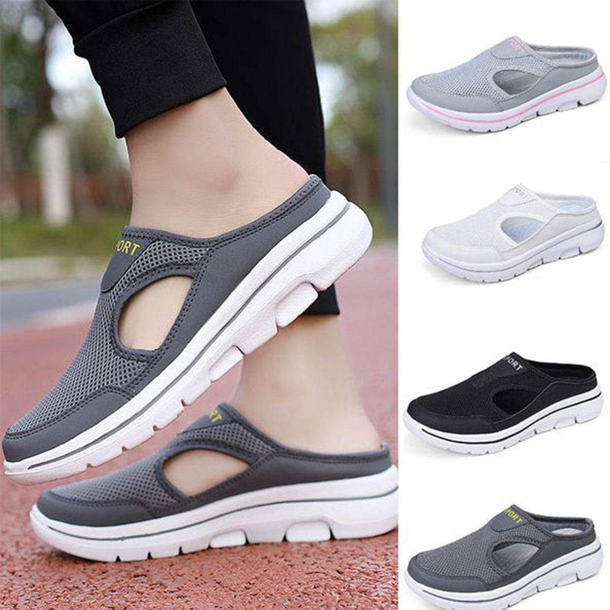 🤩👍💥【35-48】Καλοκαιρινή μόδα casual καλοκαιρινές μισές παντόφλες, ελαφριά αθλητικά παπούτσια, unisex