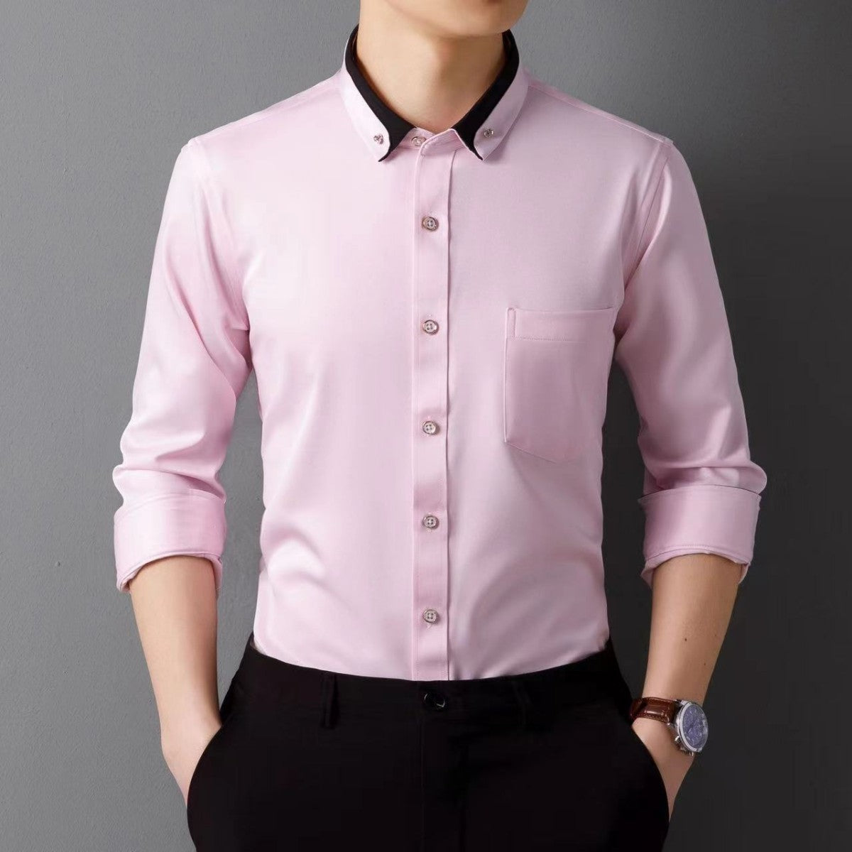 【S-4XL】Nueva camisa de negocios transpirable de moda casual para hombres 4217055