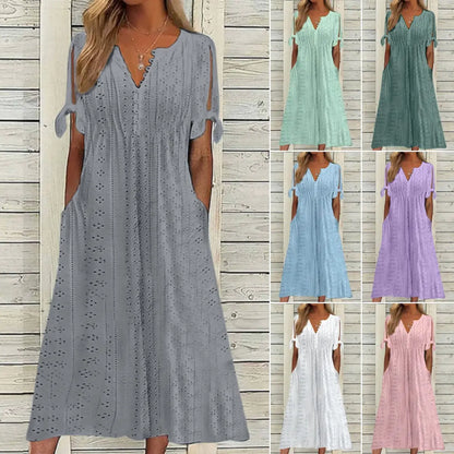 【🏆Nejprodávanější produkty】👗 Jednoduché a jemné jednobarevné šaty
