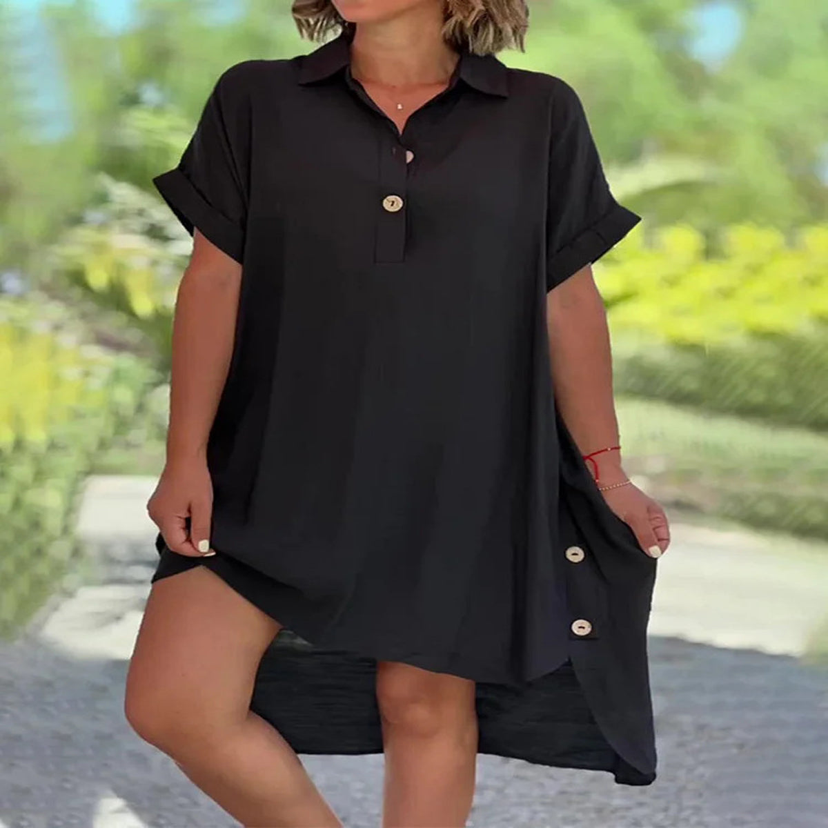 【S–5XL】Vysoce kvalitní, lehké a prodyšné, stylové šaty s krátkými rukávy.