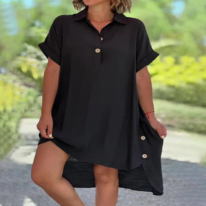 【S–5XL】Vysoce kvalitní, lehké a prodyšné, stylové šaty s krátkými rukávy.