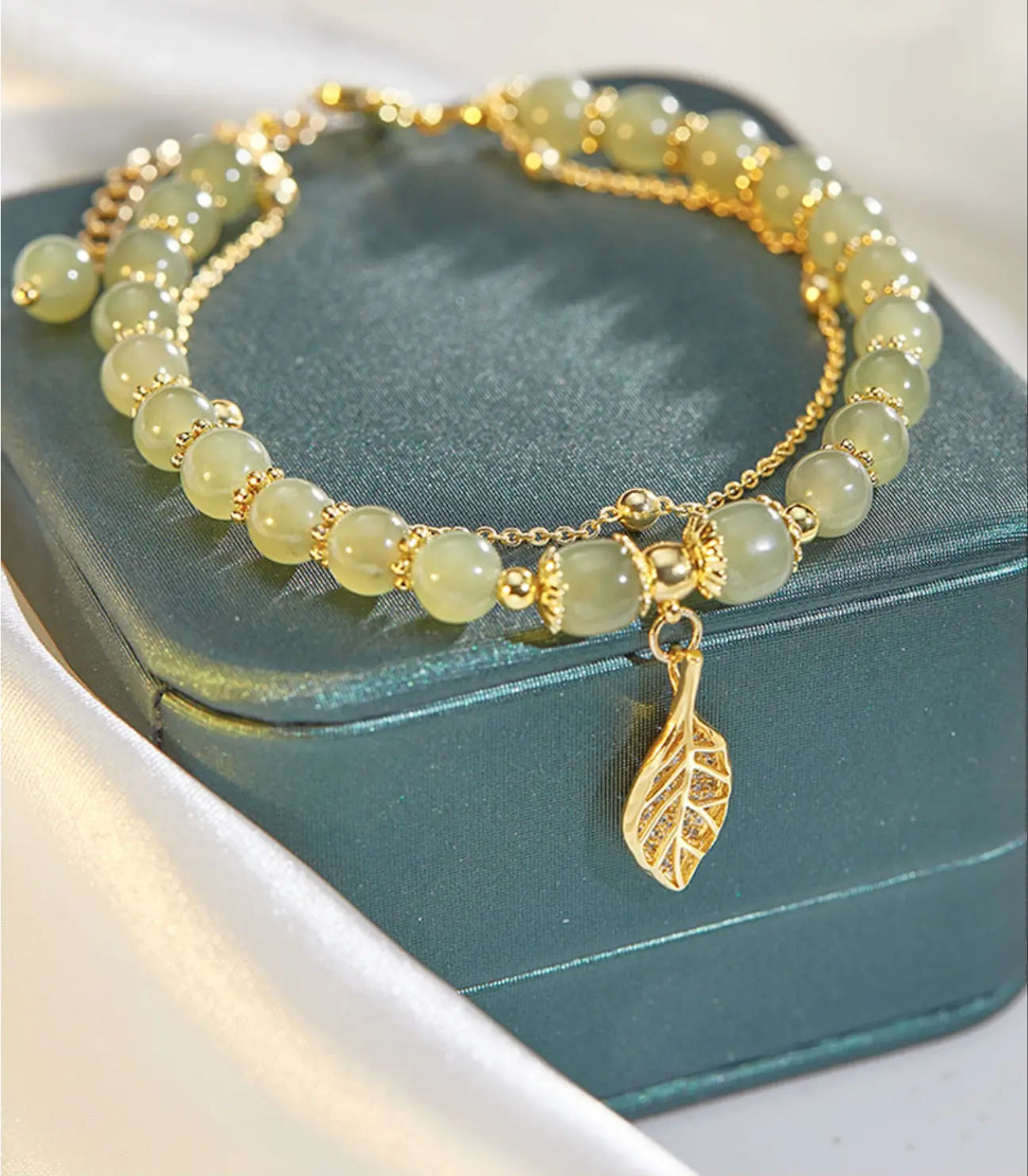 ✨【Último día, 60% de descuento】Nueva pulsera de jade hetiano de oro de 14 quilates