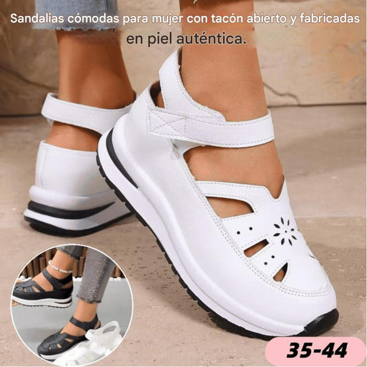 💞【35-44】Sandalias cómodas para mujer, a la moda en 2026, con tacón hueco, hechas de piel auténtica. 4305060