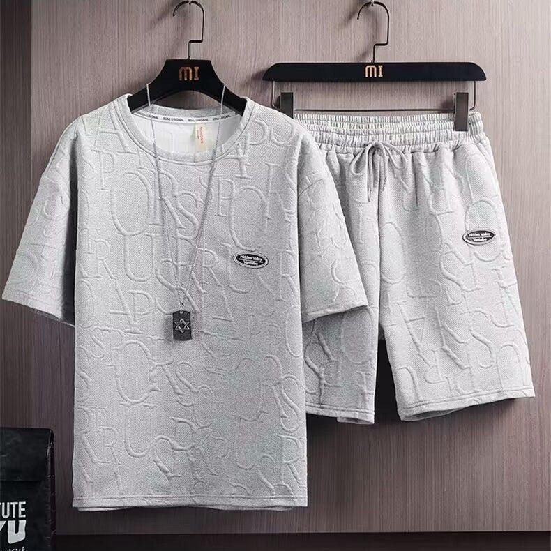 [M-5XL] Conjunto casual de dos piezas para hombre para verano: camiseta de manga corta + pantalones cortos
