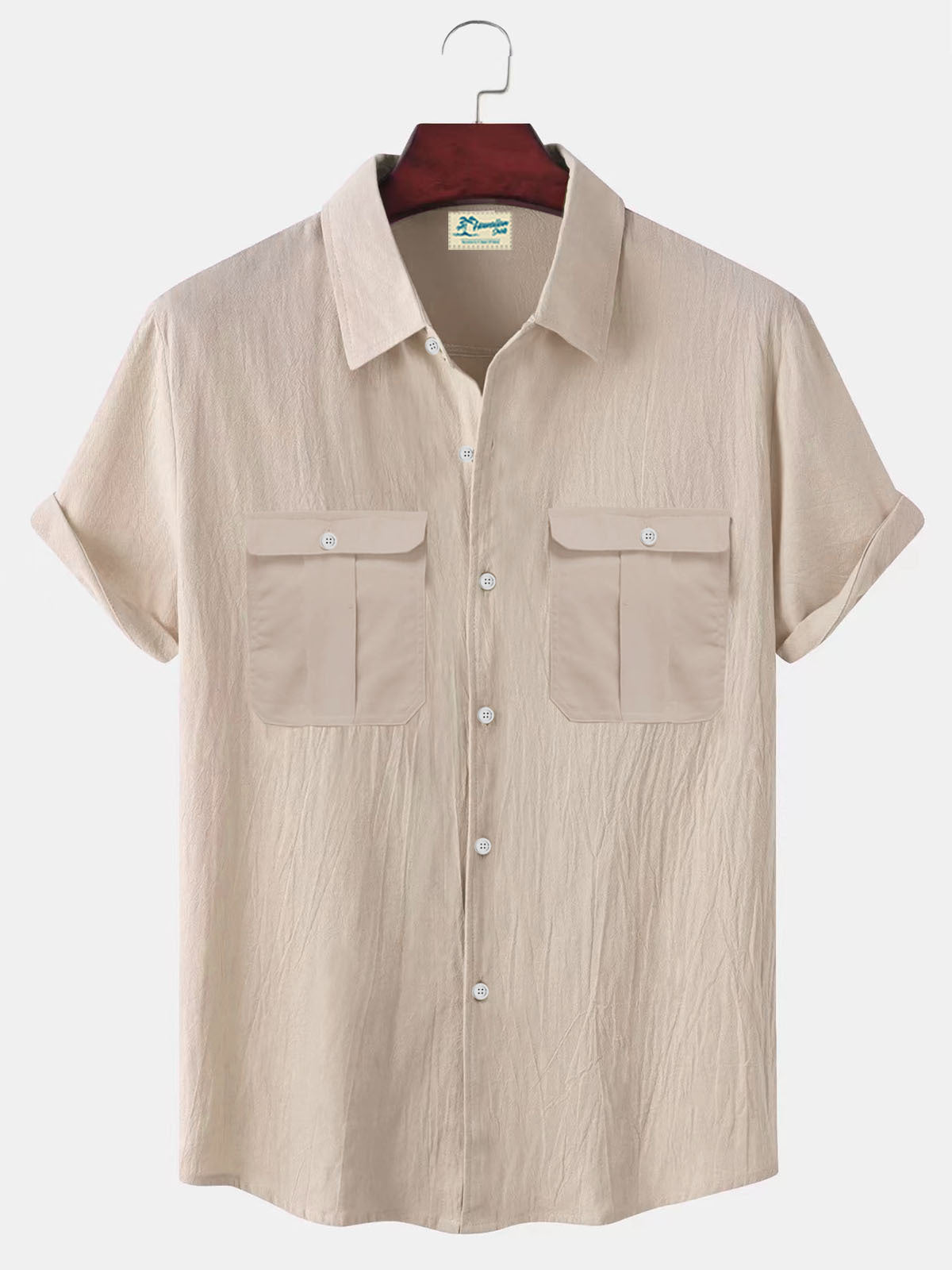 👔【M-5XL】Nová letní pánská jednobarevná lněná košile  4260147