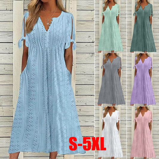 🏆【Productos más vendidos】[S-5XL]👗Vestido sencillo y bonito de color liso