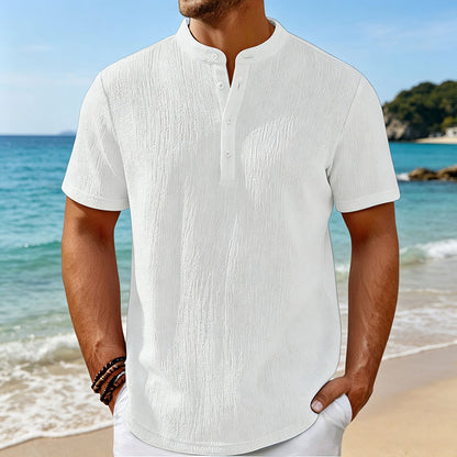 🏖️👔【Sleva 50 %】【S-4XL】Pánská henley košile s výraznou texturou – pohodlná a stylová pro každodenní nošení.