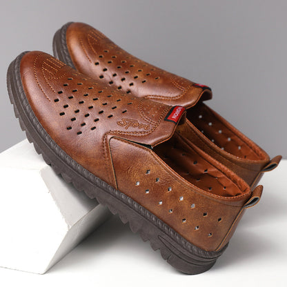 【39-44】Nuevos zapatos casuales de cuero calado para hombre, verano 2026