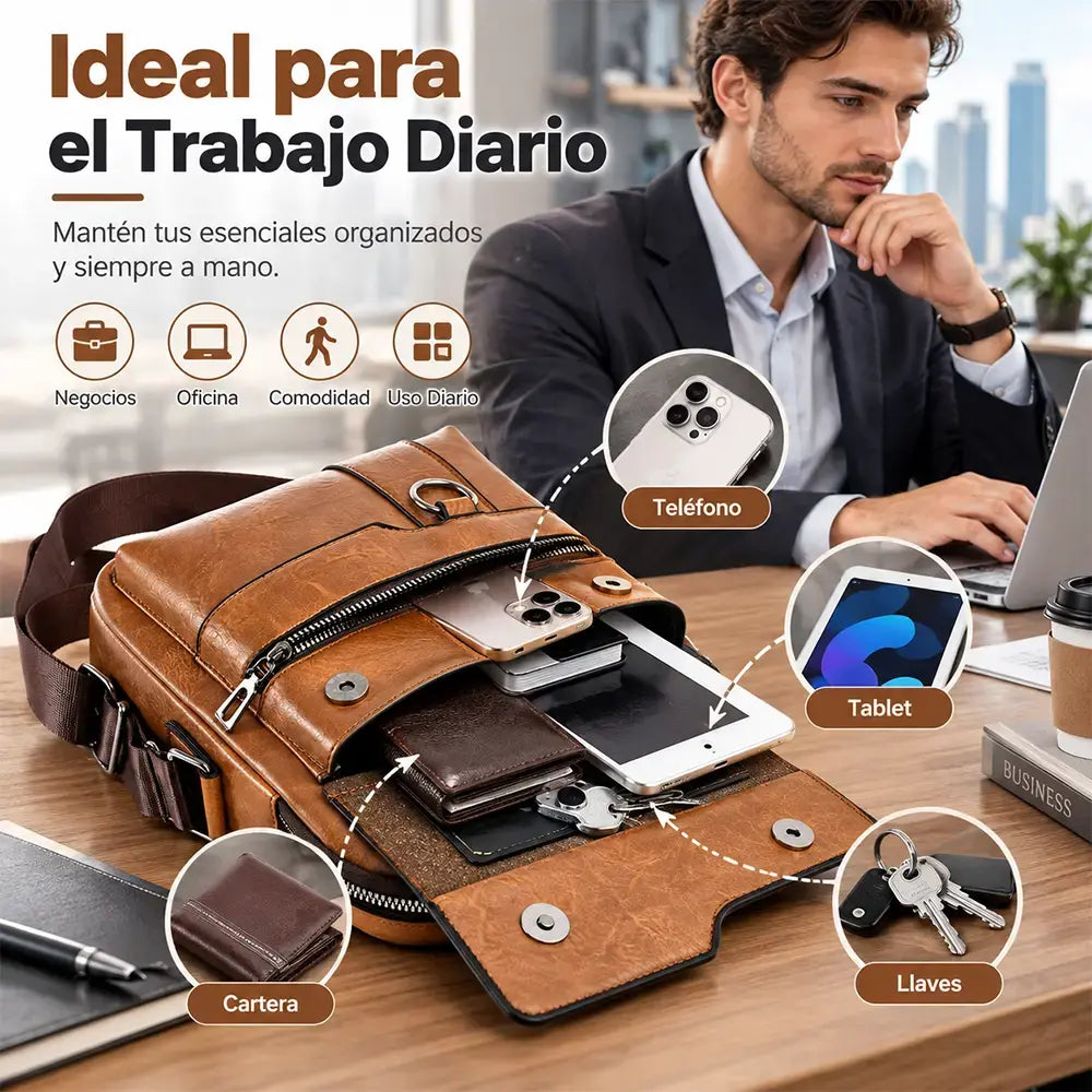 🔥Nueva promoción 50% de descuento 👜 Bolsa moderna y casual de cuero para hombre, gran capacidad
