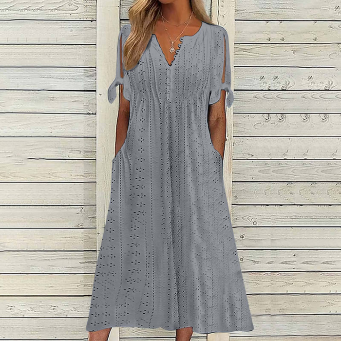 🏆【Legkeresettebb termékek】[S-5XL]👗Egyszerű és gyönyörű egyszínű ruha