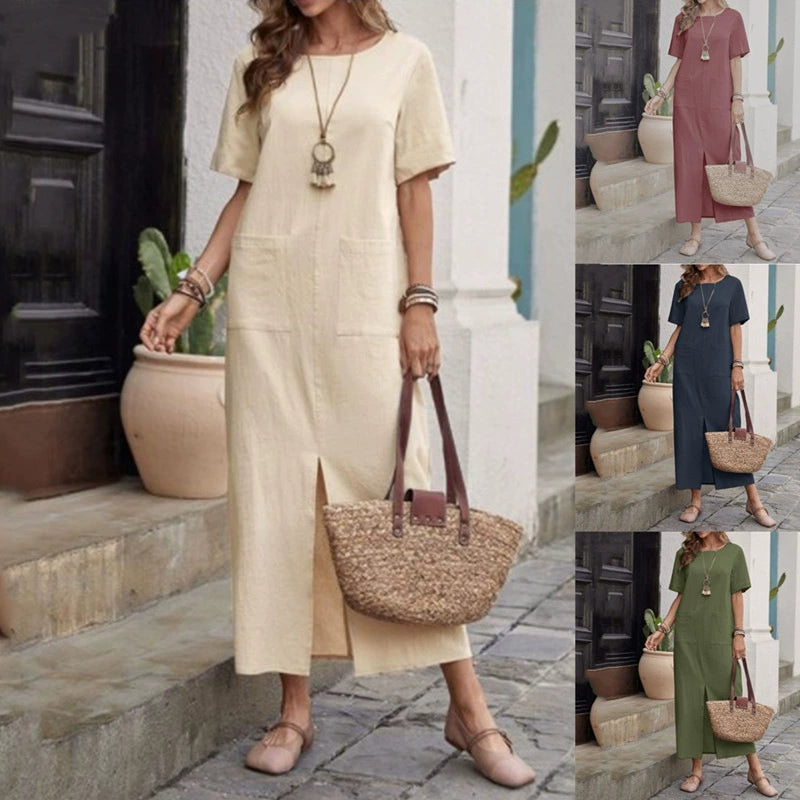 👗💖💖【S-5XL】2026 Új Női Pamutvászon Ruha — Laza Fazon