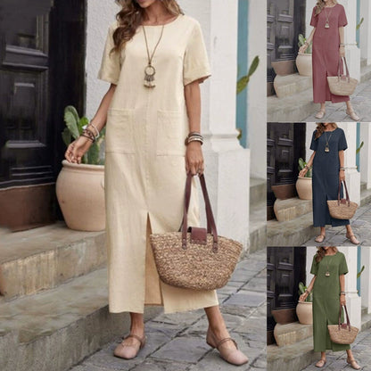 👗💖💖【S-5XL】2026 Új Női Pamutvászon Ruha — Laza Fazon