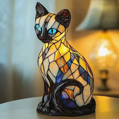 🐱Lampa stołowa w kształcie kota, retro lampka nocna wykonana z kolorowej żywicy, z motywem kota 4214599