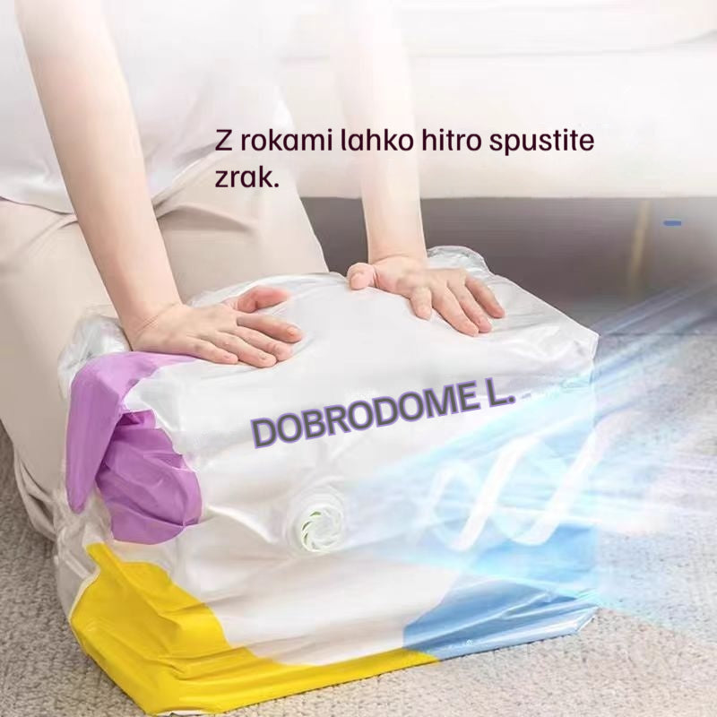 🧳【5-delni komplet】💨 Velika, stisljiva vakuumska vrečka za shranjevanje: črpalka ni potrebna, neprepustna in idealna za prihranek prostora v kovčkih in doma ✈️
