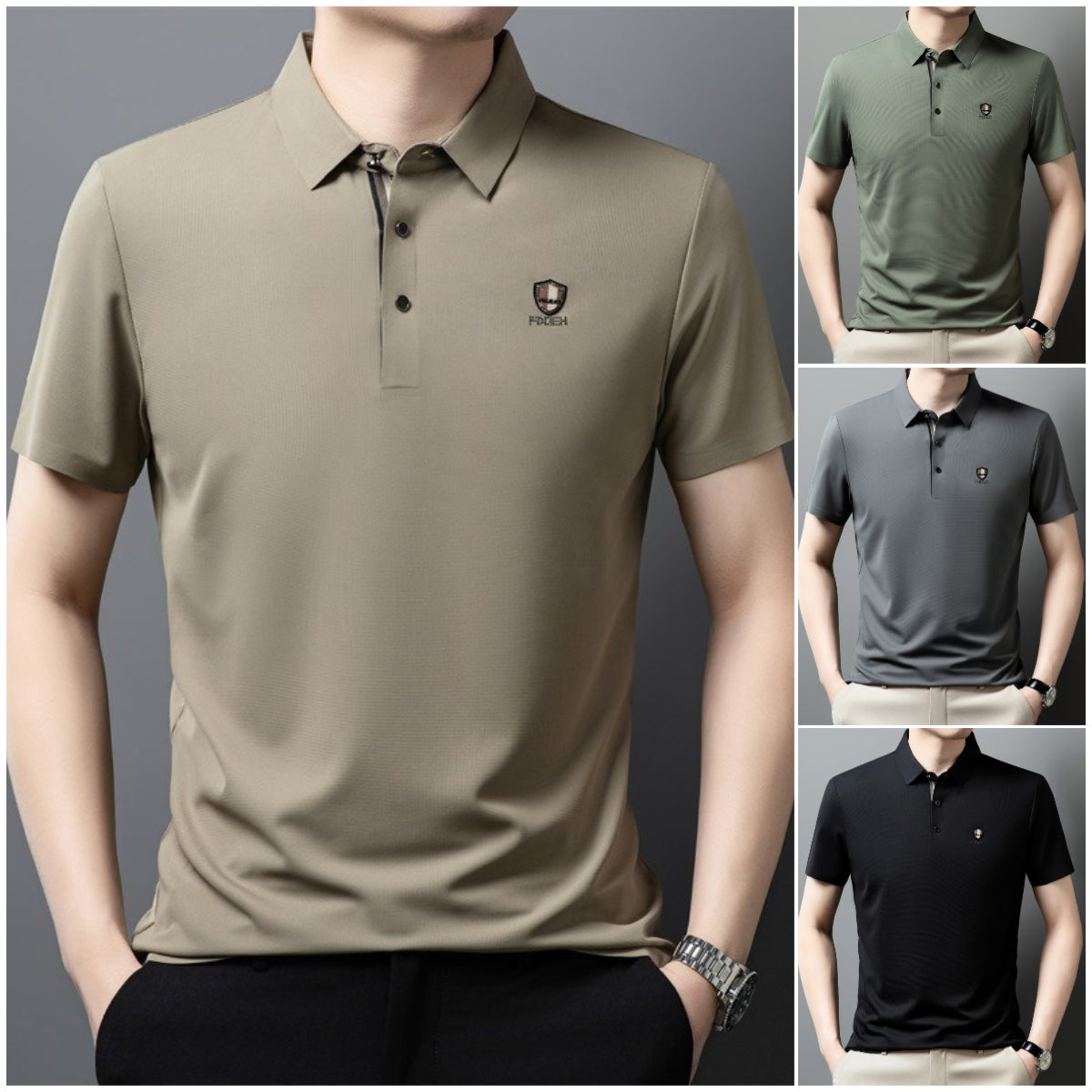 【M-4XL】Verano 2026 Nuevo polo casual con solapa de media manga de seda helada_4293662