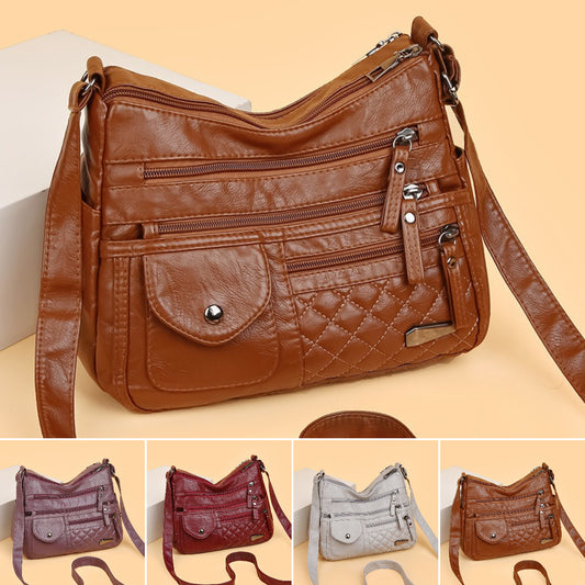 🔥【50% de descuento】Bolso de cuero suave de gran capacidad y múltiples capas para mujer