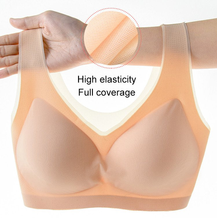 💕【5 piezas】🔥【40-115 kg】Nuevo sujetador de seda helada sin costuras para mujer con push-up y soporte lateral_4247213