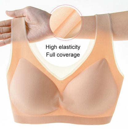 💕【5 piezas】🔥【40-115 kg】Nuevo sujetador de seda helada sin costuras para mujer con push-up y soporte lateral_4247213