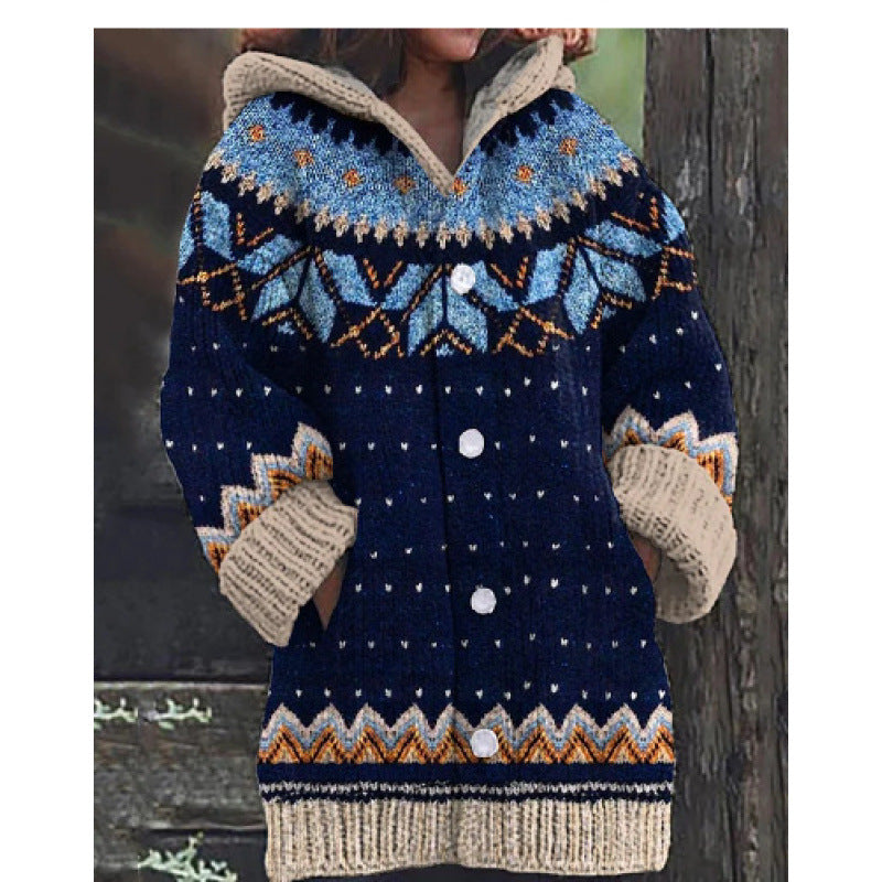 🔥🔥【S~5XL】✨Jesen/zima 2025 Nova elegantna barvita retro jakna s kapuco